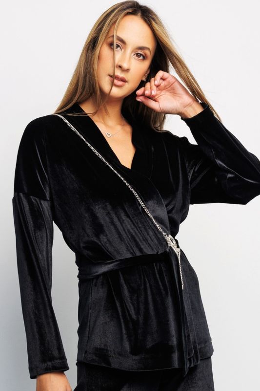 Kimono cardigan with scented belt 393BLK